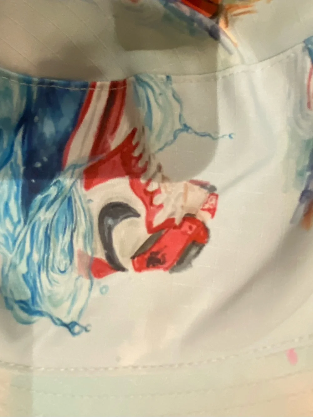 Jordan White Bucket Hat with Multicolor Watercolor Prints reversible